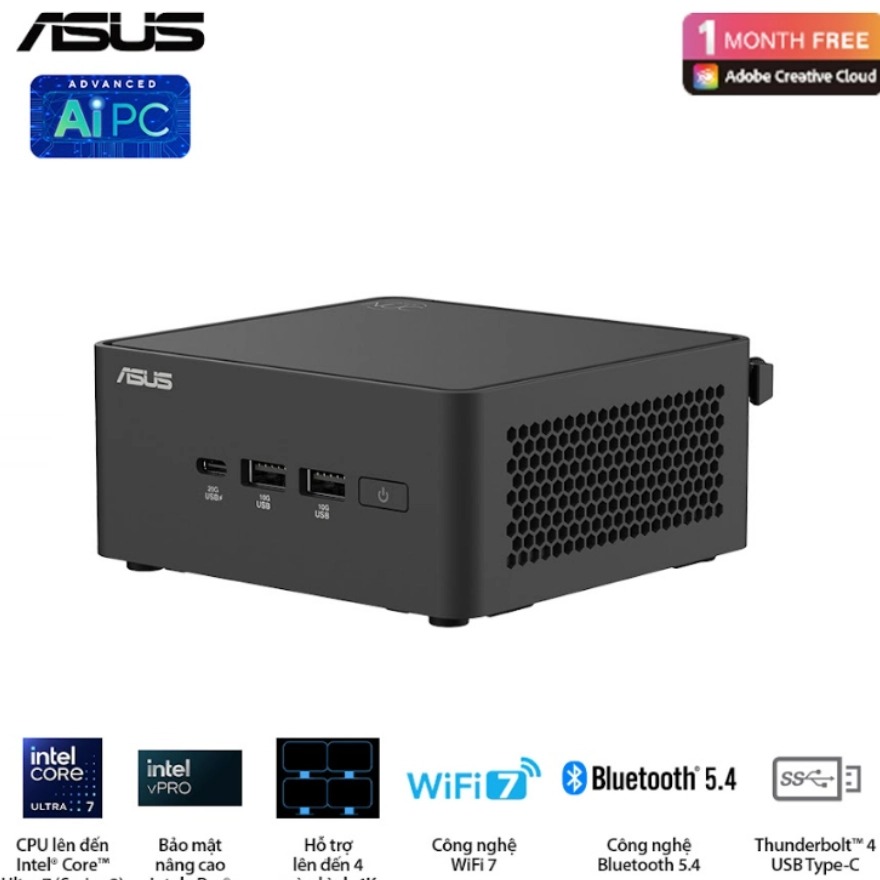 Máy bộ Asus Mini PC NUC 15 Pro Slim BNUC15CRLIP00000 (U300/ 3Y)
