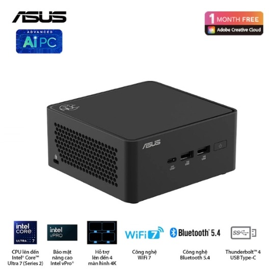 Máy bộ ASUS Mini PC NUC 15 Pro Tall RNUC15CRHC500000I-16G512 (Core 5 210H/ Ram 16GB/ SSD 512GB/ 3Y)