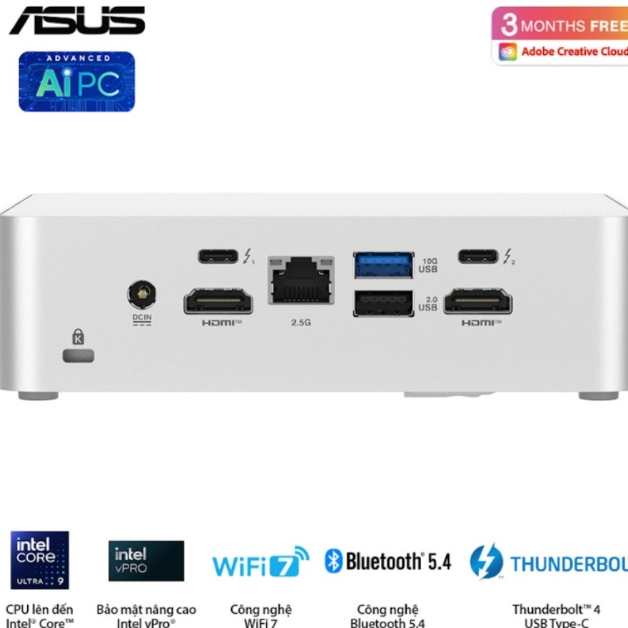 Máy bộ ASUS Mini PC NUC 15 Pro+ RNUC15CRSU500000I (Ultra 5 225H/ 3Y)