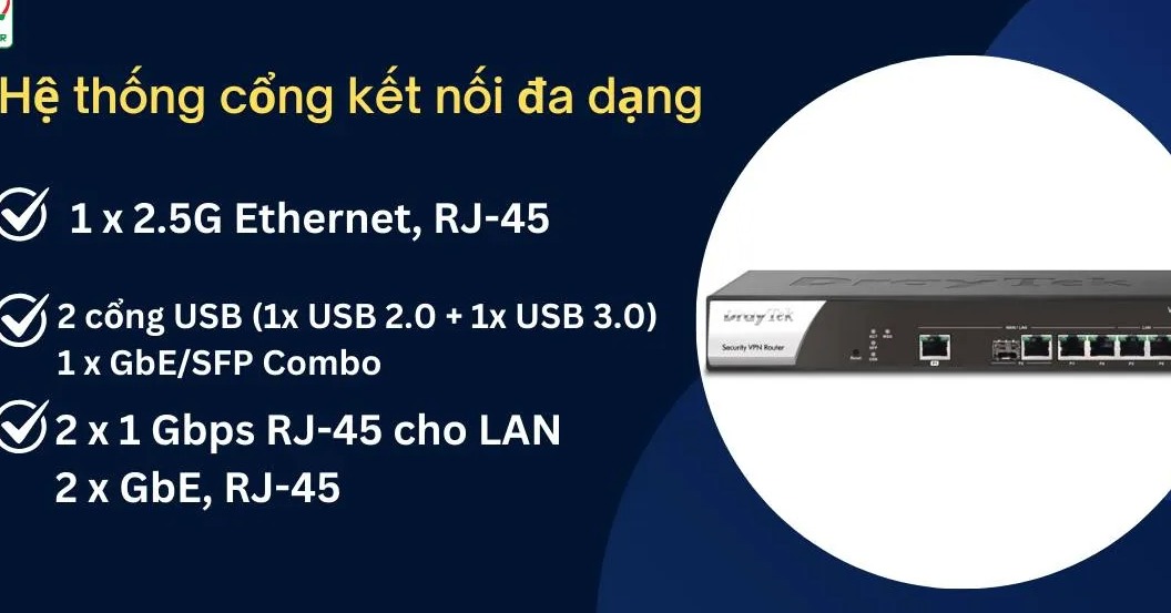 Router Cân Bằng Tải Draytek Vigor2962 (5 x 1-2.5 GbE WAN/LAN/ 2 x 1 GbE LAN / SFP)