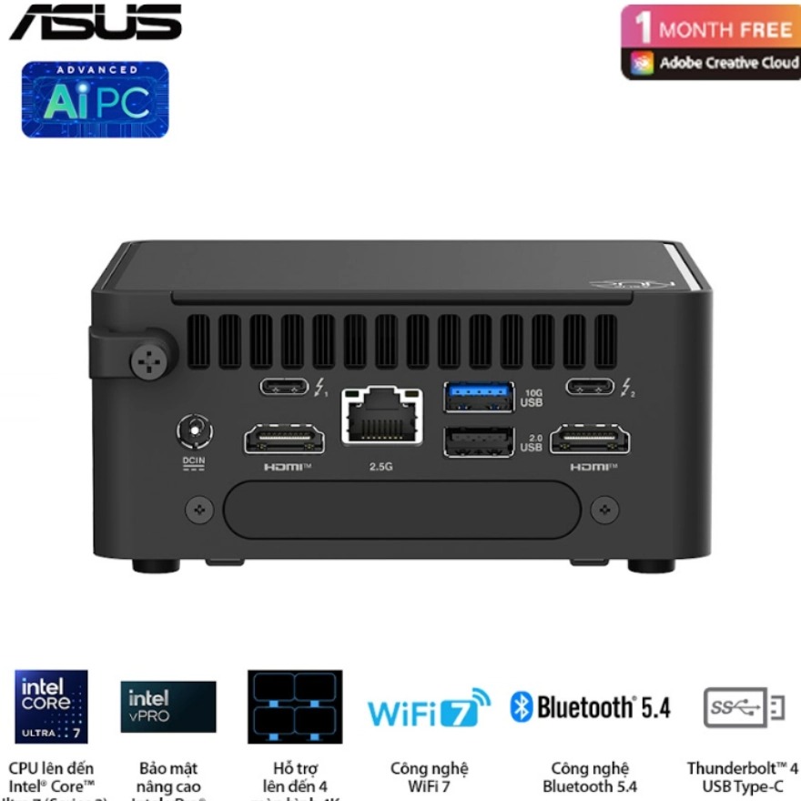Máy bộ Asus Mini PC NUC 15 Pro Slim BNUC15CRLIP00000 (U300/ 3Y)