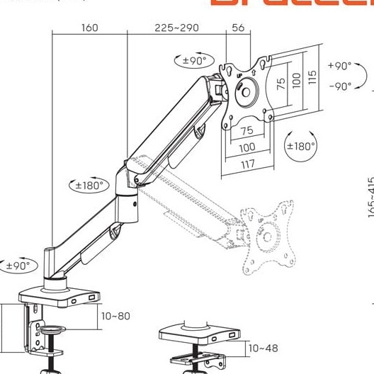 Giá treo màn hình máy tính Brateck LDT97-C012E