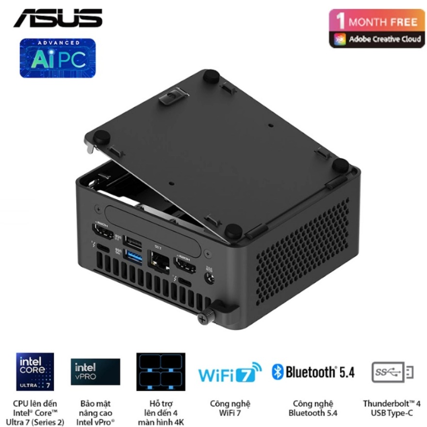 Máy bộ Asus Mini PC NUC 15 Pro Slim BNUC15CRLIP00000 (U300/ 3Y)