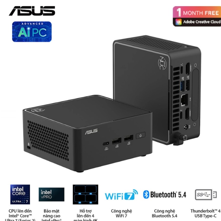 Máy bộ Asus Mini PC NUC 15 Pro Slim BNUC15CRLIP00000 (U300/ 3Y)