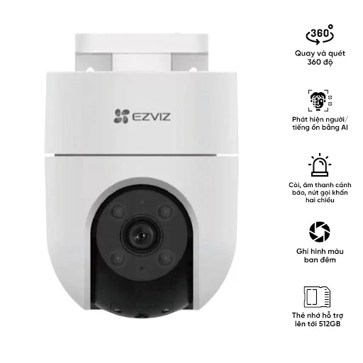 Thiết bị quan sát/Camera WIFI quay/quét ngoài trời EZVIZ CS-H8c Pro 2K+ (AI, 4MP, Color, LAN)