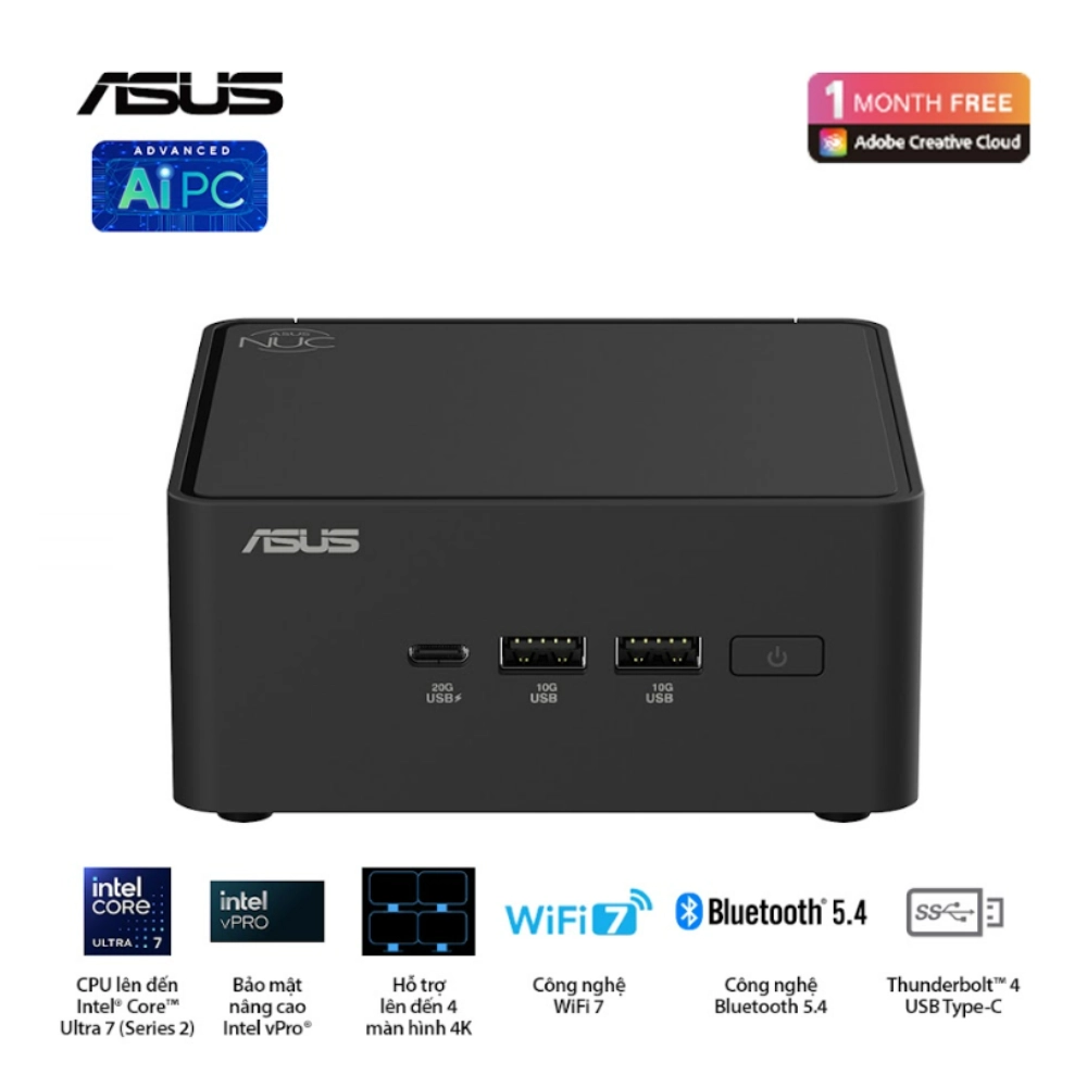 Máy bộ Asus Mini PC NUC 15 Pro Slim BNUC15CRLIP00000 (U300/ 3Y)