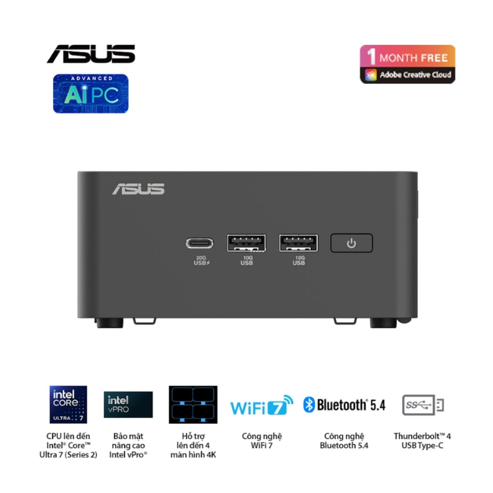 Máy bộ Asus Mini PC NUC 15 Pro Slim BNUC15CRLIP00000 (U300/ 3Y)