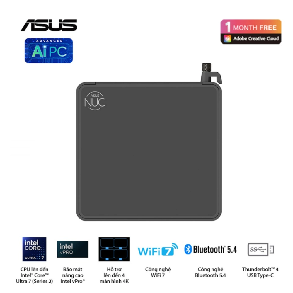 Máy bộ Asus Mini PC NUC 15 Pro Slim BNUC15CRLIP00000 (U300/ 3Y)