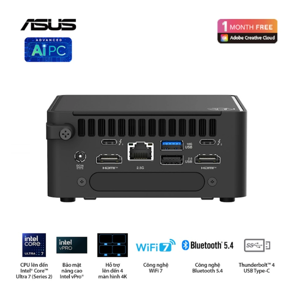 Máy bộ Asus Mini PC NUC 15 Pro Slim BNUC15CRLIP00000 (U300/ 3Y)