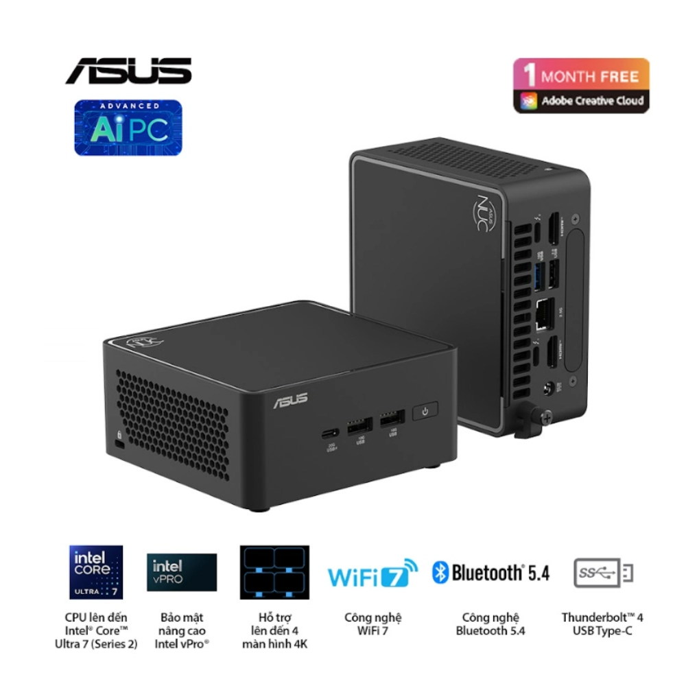Máy bộ Asus Mini PC NUC 15 Pro Slim BNUC15CRLIP00000 (U300/ 3Y)