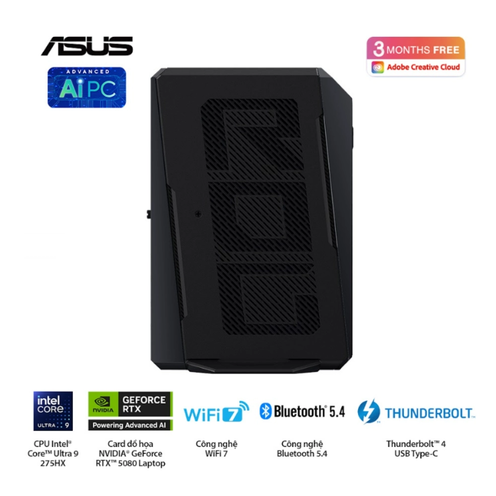 Máy bộ Asus Mini PC ROG NUC RNUC15JNK9X38AA3 (Ultra 9 275HX/ Ram 32GB/ SSD 2TB/ RTX 5070 Ti/ Windows 11 Home/ 3Y)
