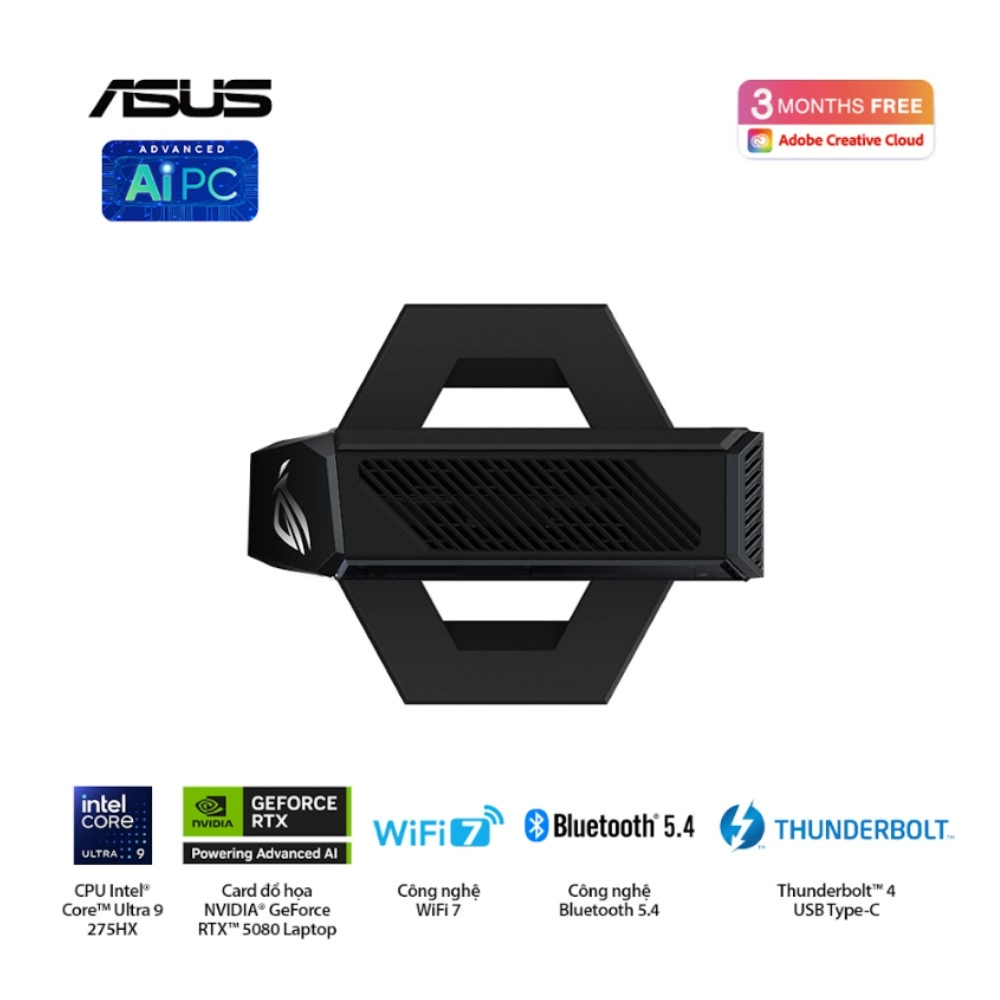 Máy bộ Asus Mini PC ROG NUC RNUC15JNK9X38AA3 (Ultra 9 275HX/ Ram 32GB/ SSD 2TB/ RTX 5070 Ti/ Windows 11 Home/ 3Y)
