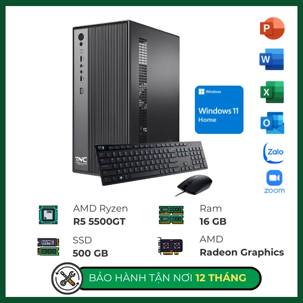 Máy bộ TNC Văn Phòng R5500GTW (Ryzen 5 5500GT/ Ram 16GB/ SSD 500GB/ Windows 11 Home)