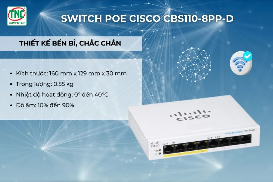 Switch PoE Cisco CBS110-8PP-D (8 port/ 10/100/1000 Mbps)