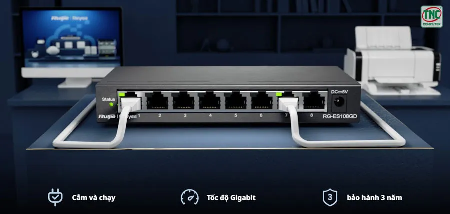 Switch Ruijie RG-ES108GD (8 port/ 10/100/1000 Mbps / Unmanaged)