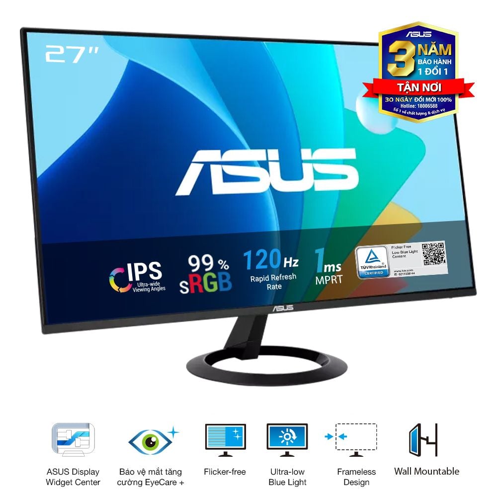 Màn hình ASUS VZ279HG 27" IPS 120Hz viền mỏng