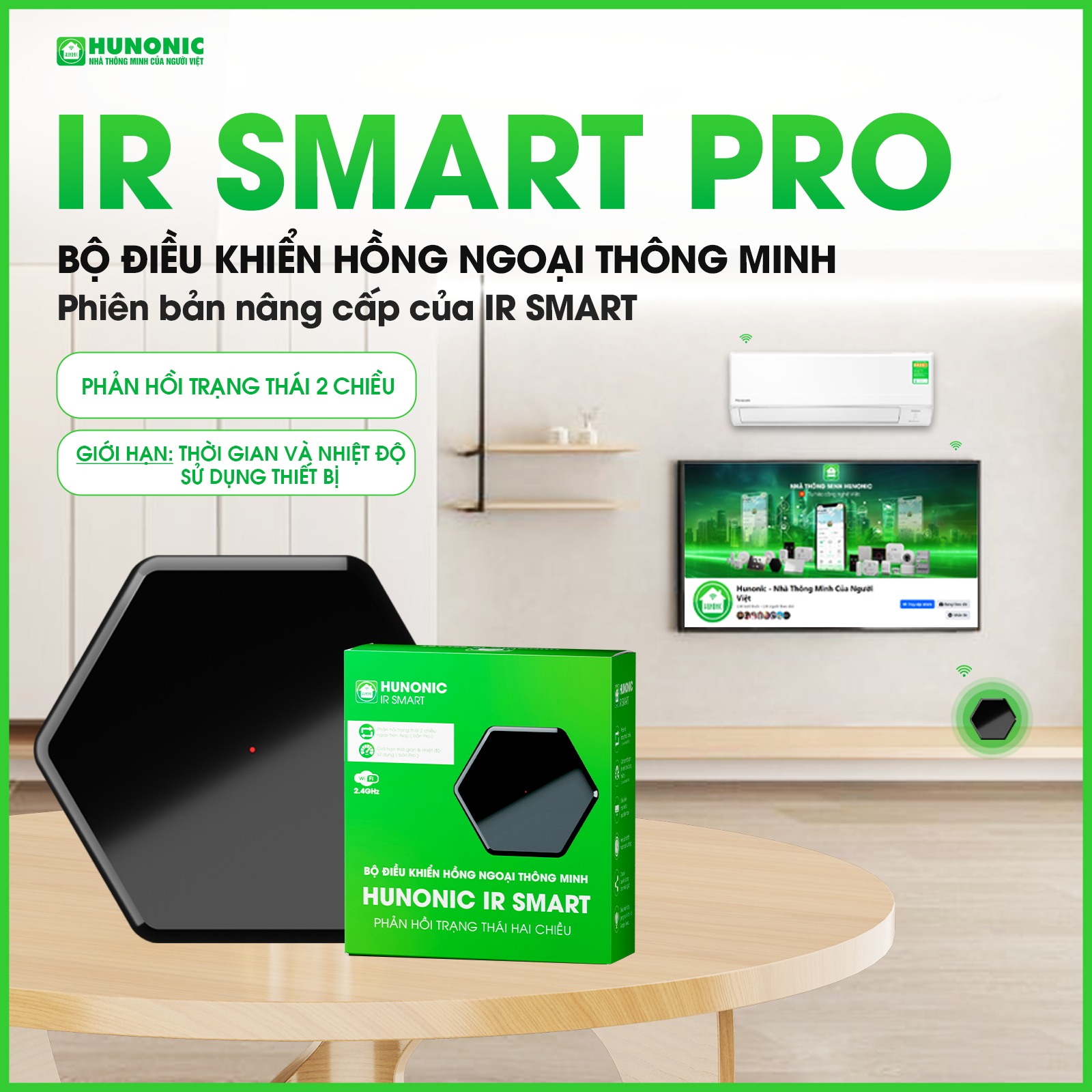 Bộ điều khiển Tivi, Điều Hoà qua điện thoại Hunonic IR Smart Pro