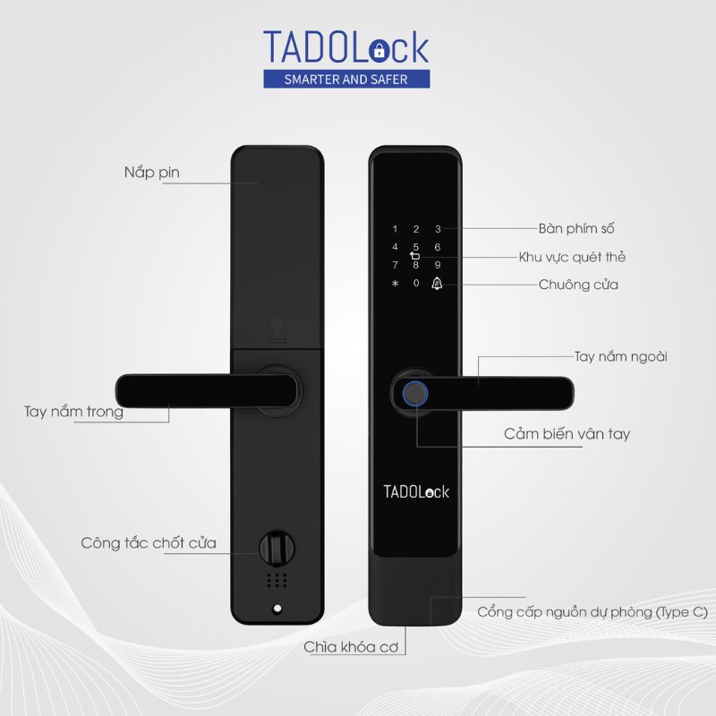 KHÓA THÔNG MINH TADOLock Cửa gỗ (Vàng hồng cổ điển)