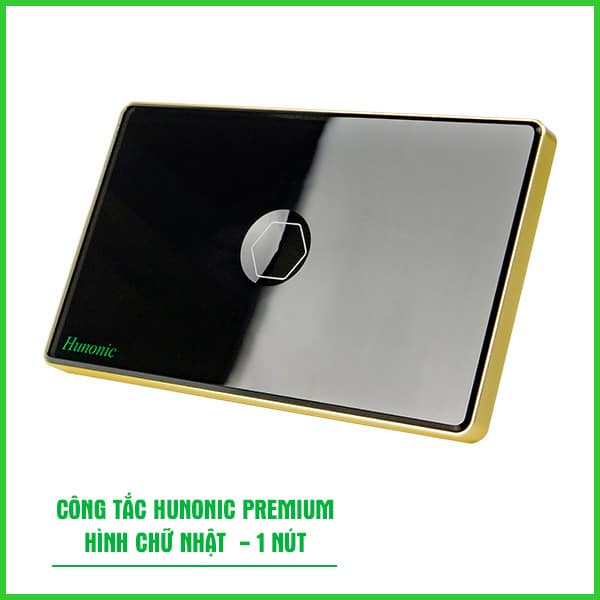 Công Tắc Hunonic Premium Hình Chữ Nhật Viền Vàng