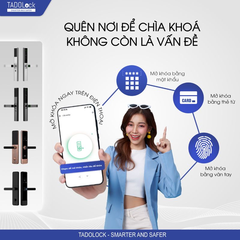 KHÓA THÔNG MINH TADOLock Cửa gỗ (Đen cao cấp)