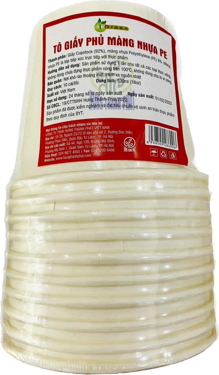 TÔ GIẤY TRẮNG 18OZ