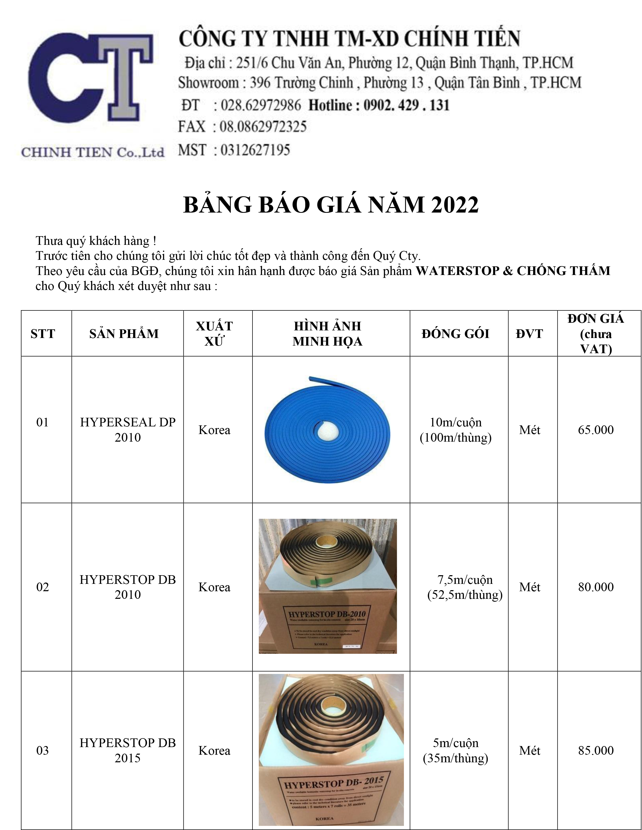 Bảng báo giá hyperstop năm 2022