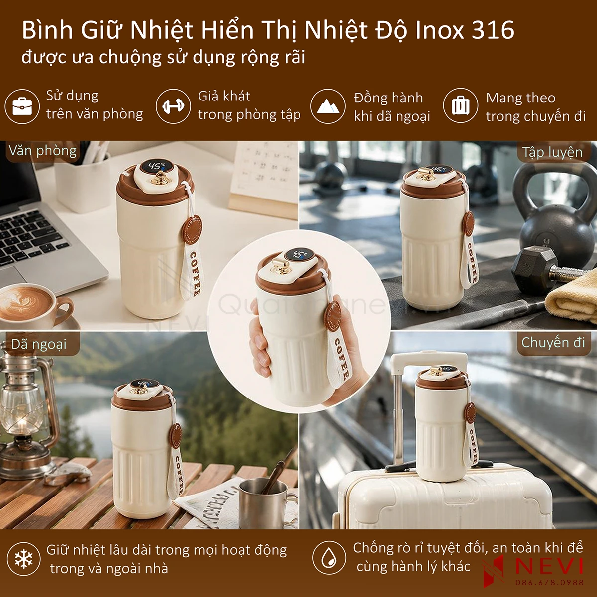 bình giữ nhiệt inox 316 hiển thị nhiệt độ được ưa chuộng sử dụng