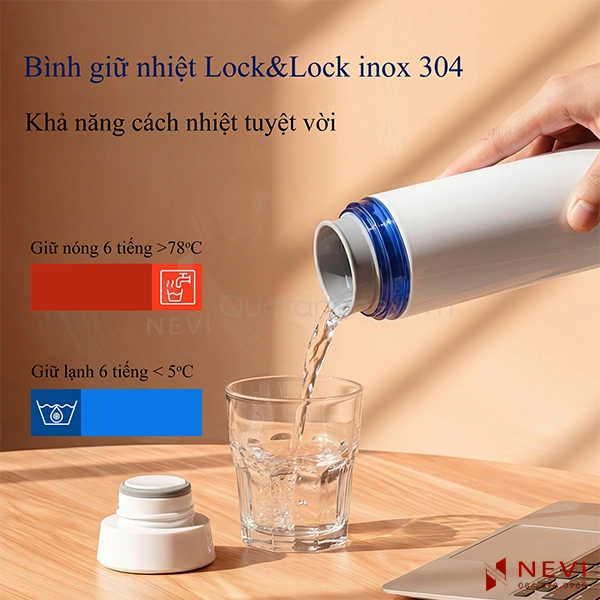 Bình giữ nhiệt lock&lock Feather Light 450ml có khả năng giữ nhiệt vượt trội, cung cấp bởi Quà tặng Nevi