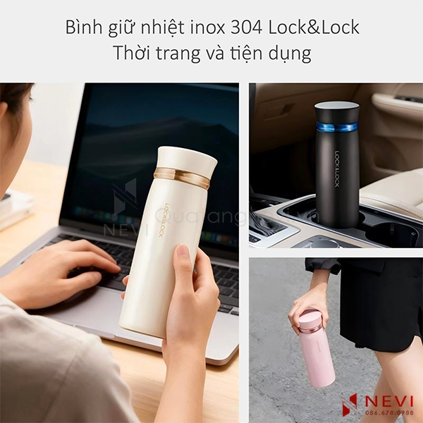 bình giữ nhiệt lock&lock Feather Light 450ml có thiết kế thời trang, tiện dụng, cung cấp bởi Quà tặng Nevi