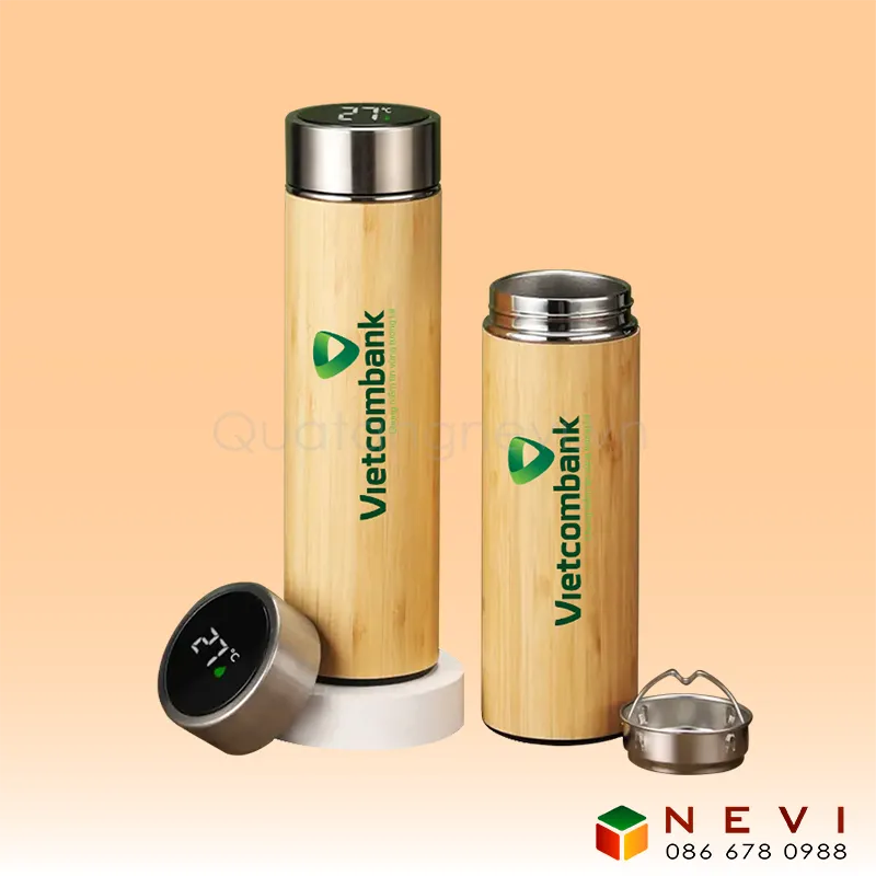 bình giữ nhiệt vỏ tre hiện thị nhiệt độ 7