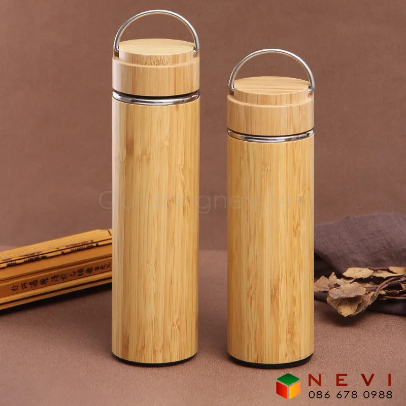 bình giữ nhiệt vỏ tre có quai xách 4