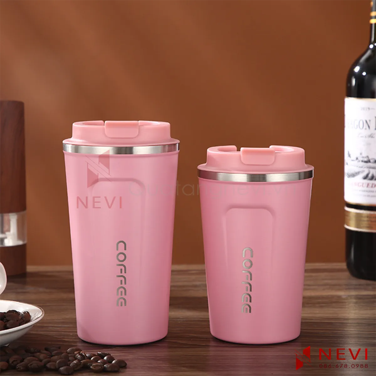 cốc giữ nhiệt coffee màu hồng