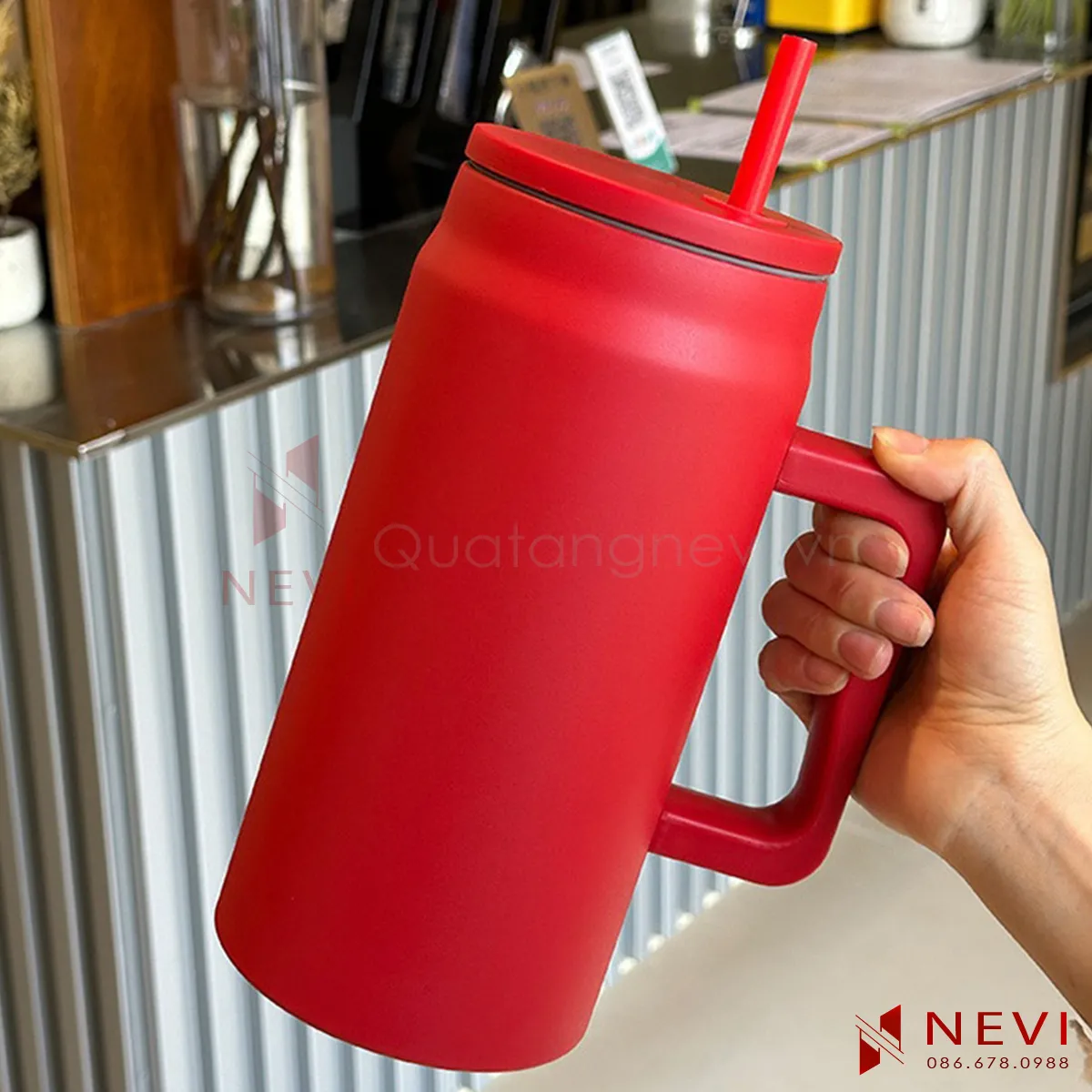 cốc giữ nhiệt màu đỏ dung tích lớn