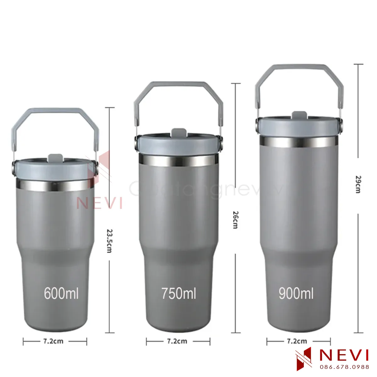cốc giữ nhiệt có quai xách dung tích 600ml 750ml 900ml