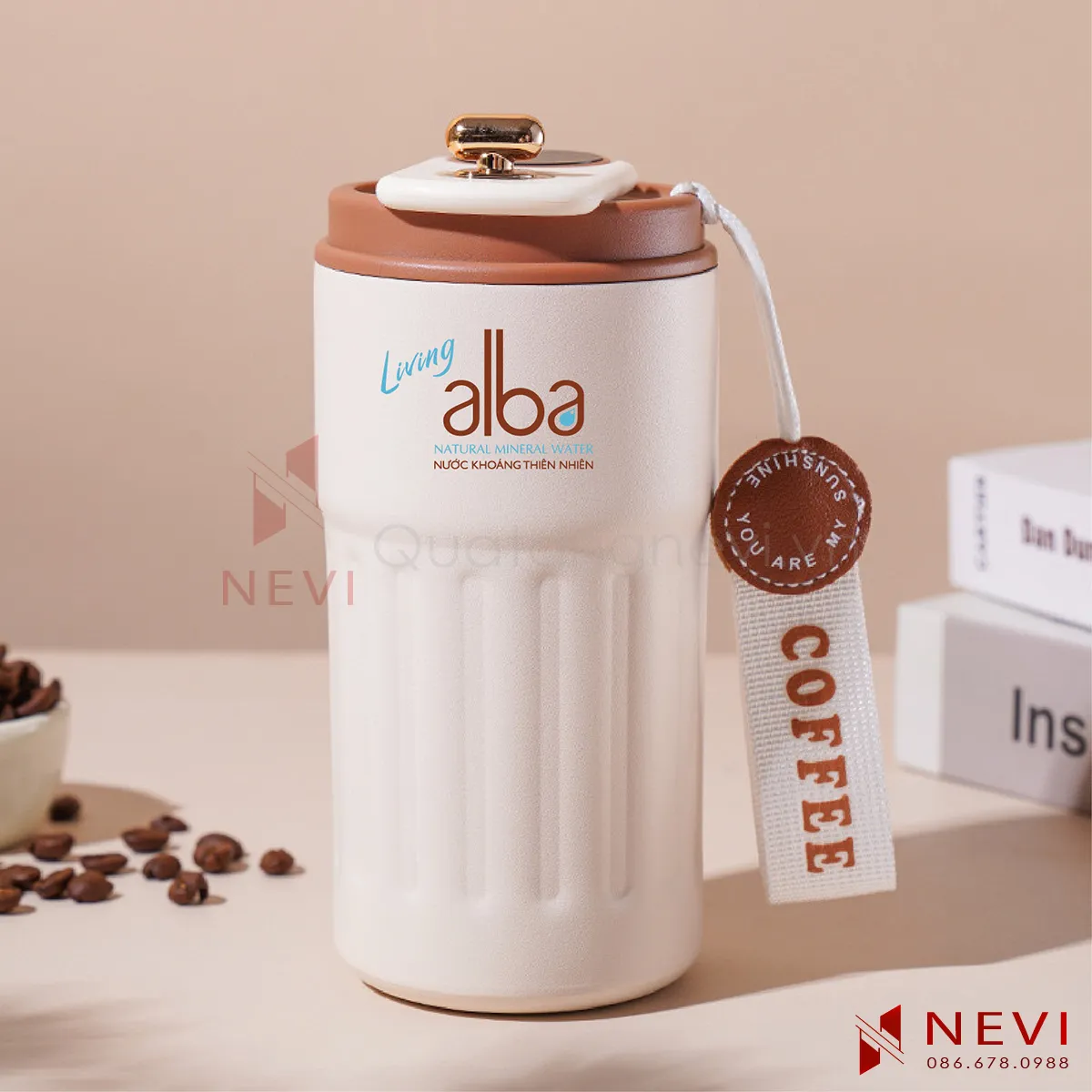 Cốc giữ nhiệt hiển thị nhiệt độ in logo