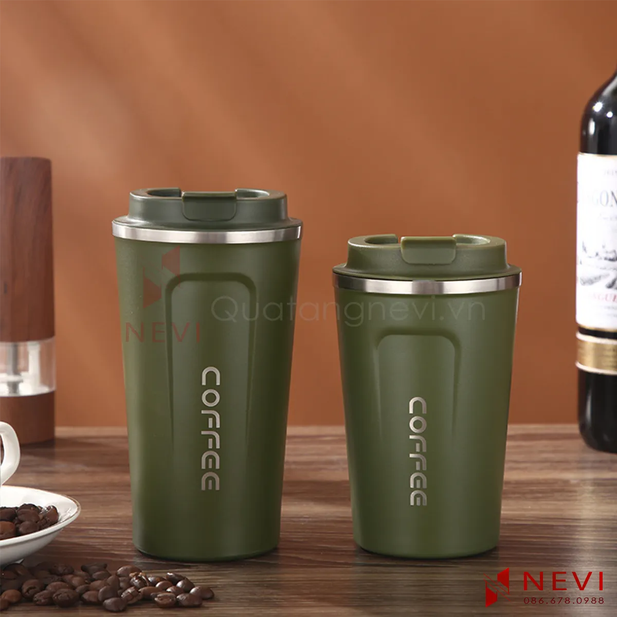 cốc coffee màu xanh rêu