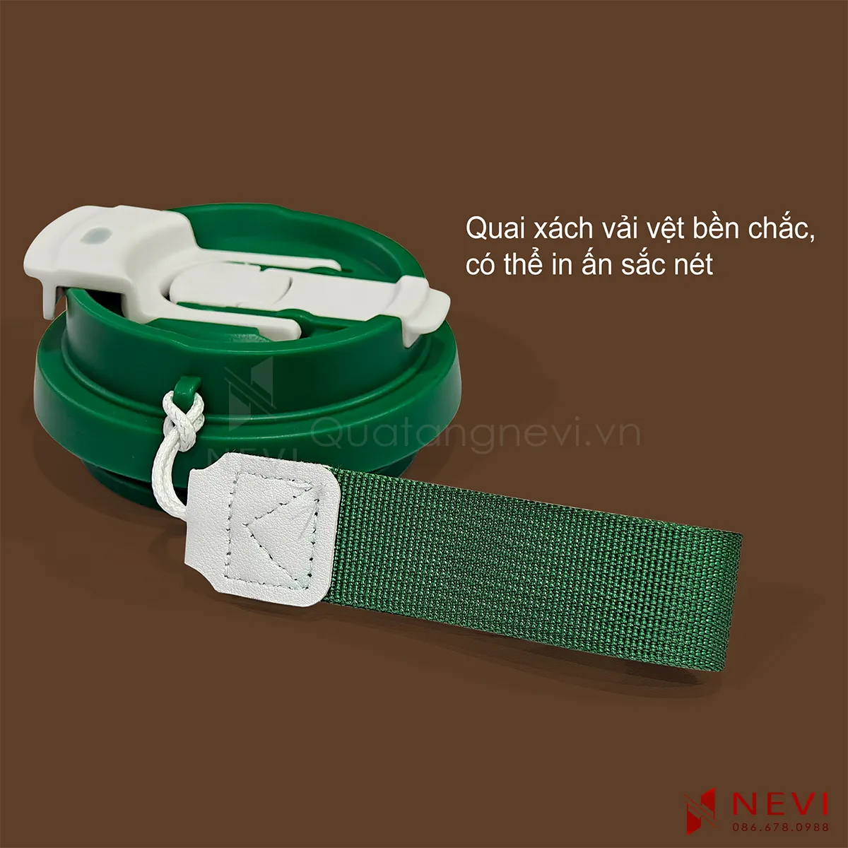 ly giữ nhiệt inox 316 có thiết kế quai xách bằng vải dệt