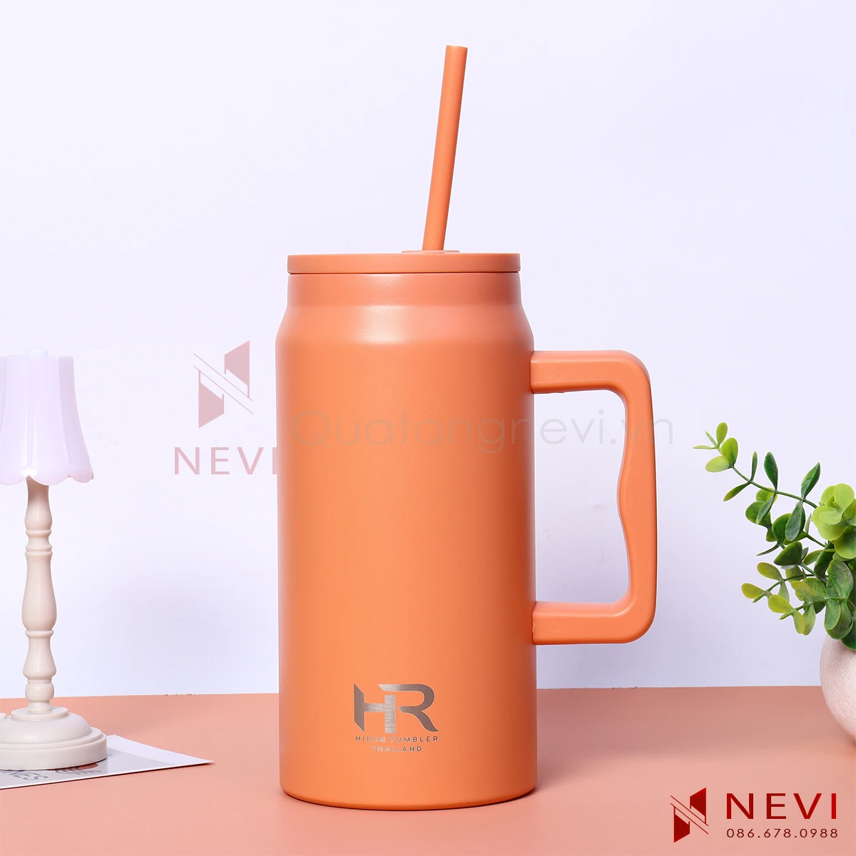 ly giữ nhiệt màu cam dung tích lớn 1.5L