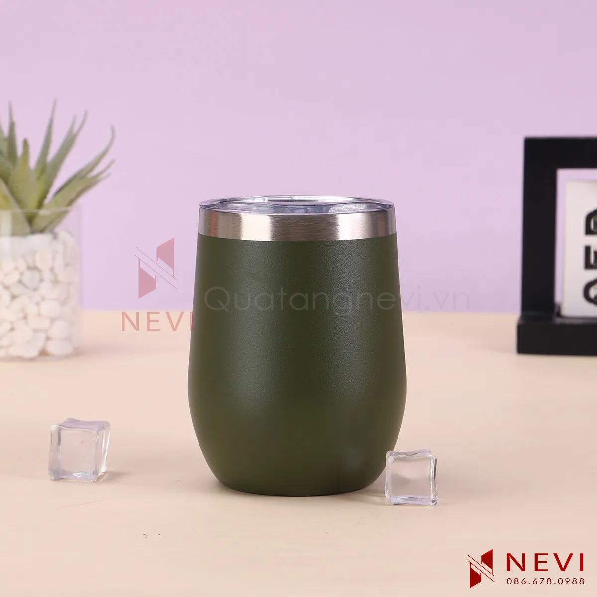 cốc giữ nhiệt mini màu xanh rêu