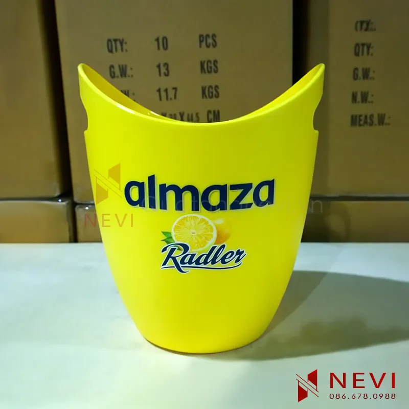 xô đá nhựa 2 quai đẹp in logo