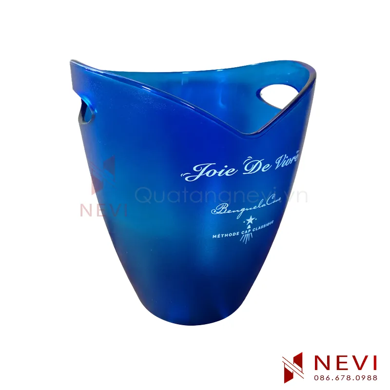 xô đá nhựa hình tim 2 quai in logo