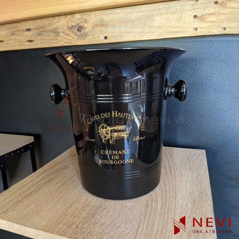 xô đá màu đen in logo