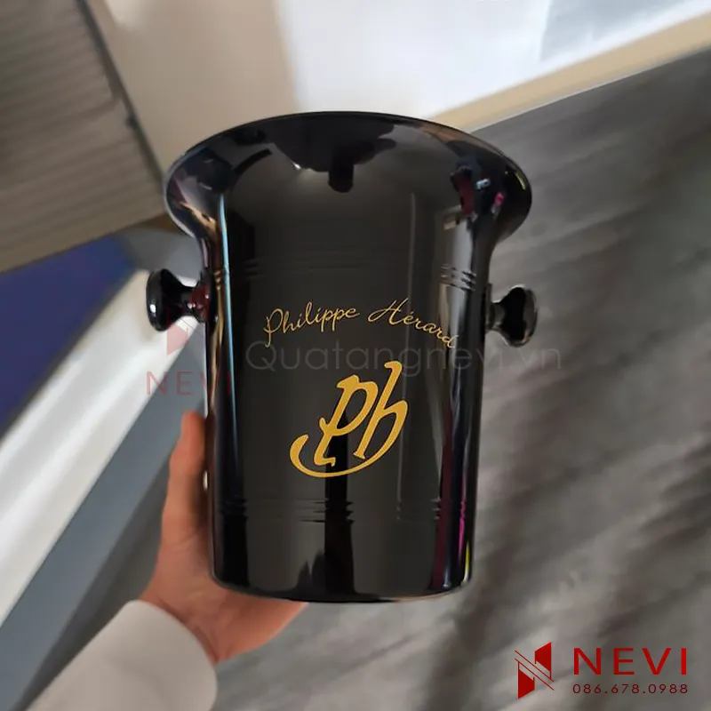 xô đá màu đen in logo theo yêu cầu