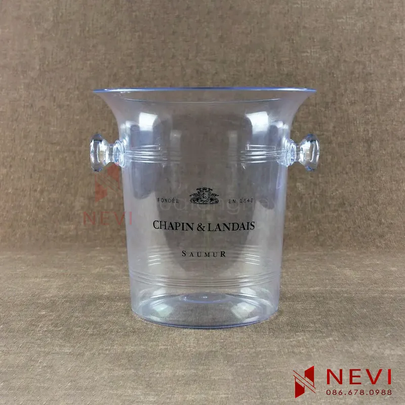 xô đá nhựa 2 quai xách trong suốt đẹp