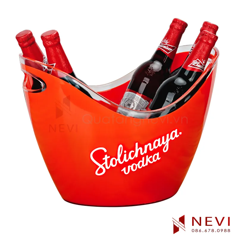 Xô đựng đá bằng nhựa 2 lớp ướp rượu lạnh