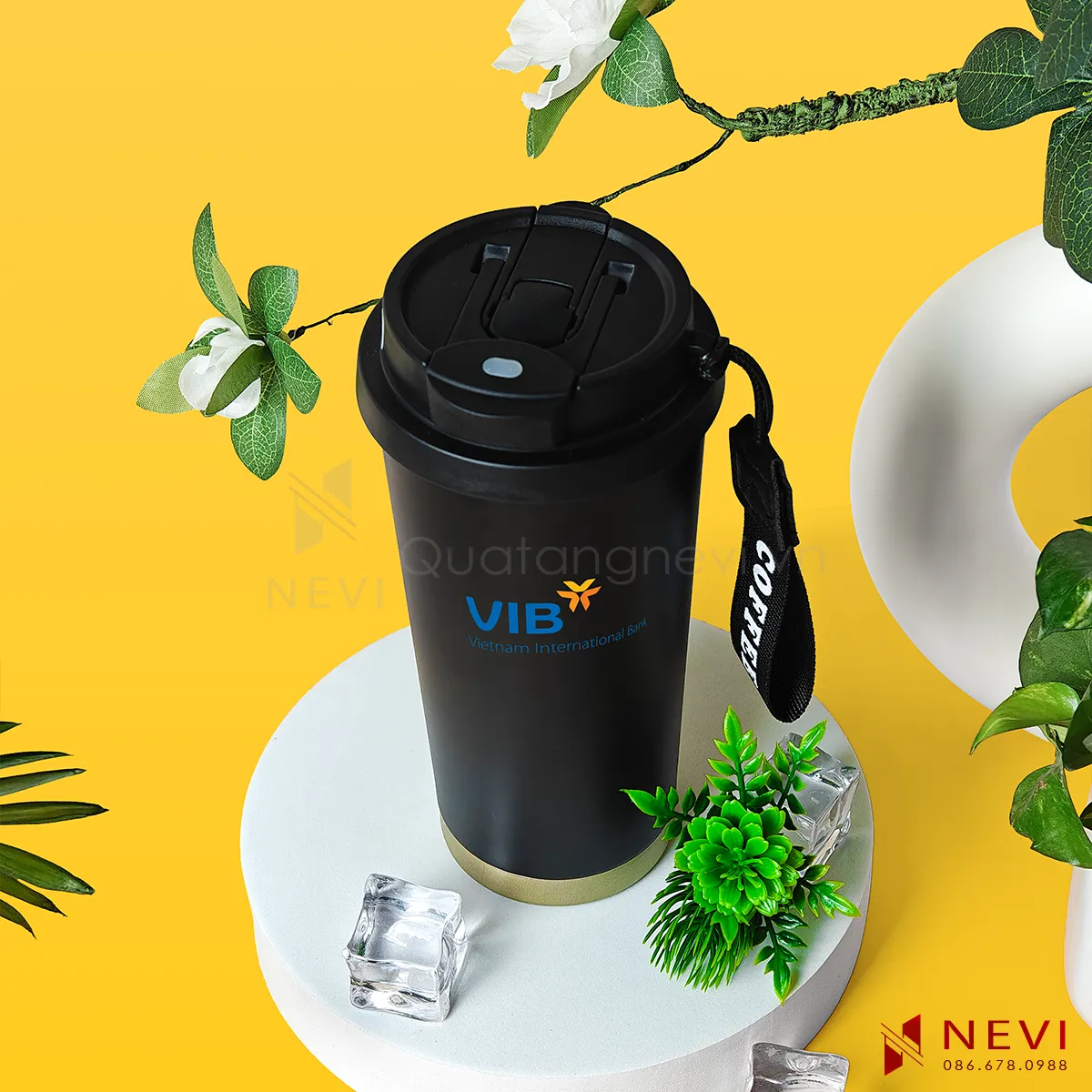 bình giữ nhiệt 500ml màu đen có quai xách