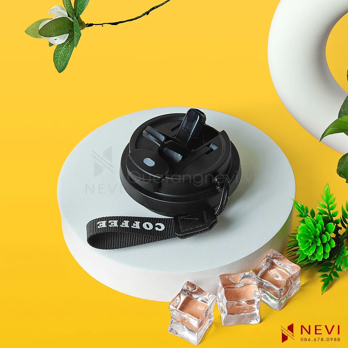 vòi hút dạng lẫy bật trên nắp bình giữ nhiệt 500ml màu đen