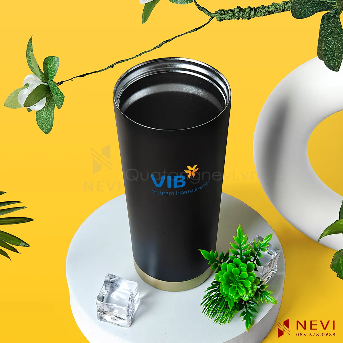 bình giữ nhiệt 500ml màu đen có thiết kế miệng bình rộng