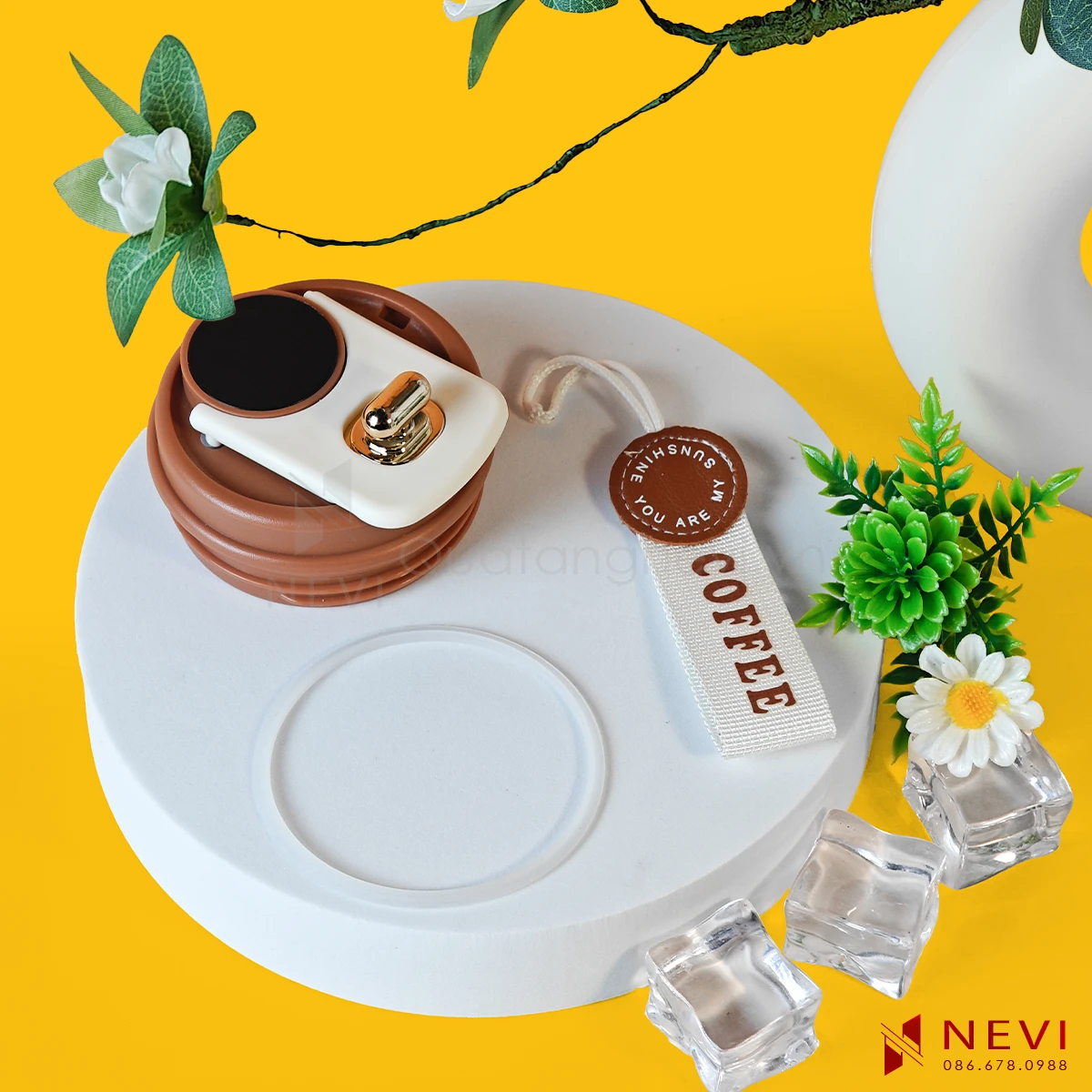 nắp nhựa PP, dây quai xách và ron silicon của bình giữ nhiệt inox 316 hiển thị nhiệt độ