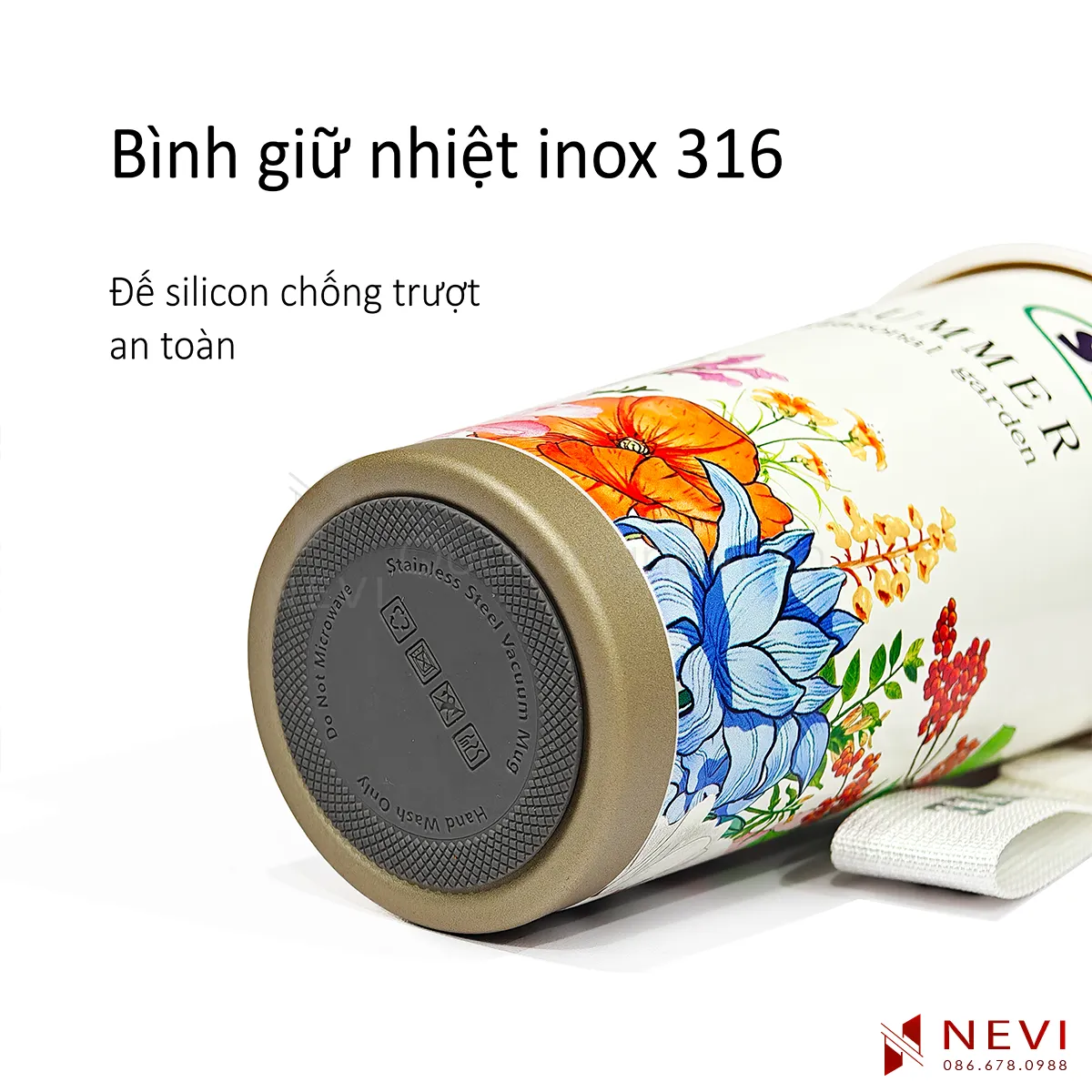 hình ảnh chi tiết đế silicon chống trượt của bình giữ nhiệt inox 316